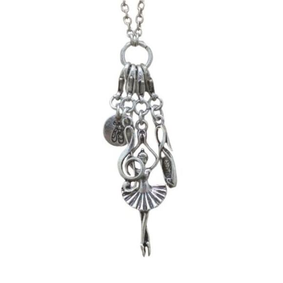 Ballerina Theme Interchangeable Silver Charm Necklace Chain Link Necklace Set - Picture 2 of 7